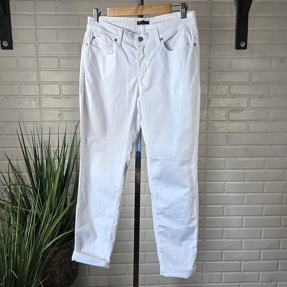 Eileen Fisher White Organic Cotton Denim Slim Jeans Size 8 - Picture 10 of 10